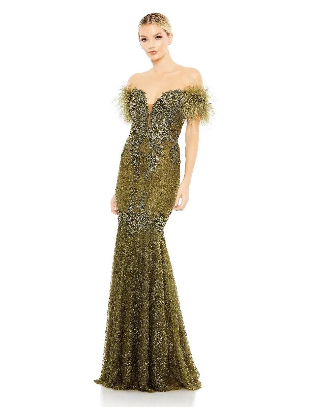 Hurry, Sale Ends Soon!Mac Duggal 20246 Prom Long Off Shoulder Formal Gown
