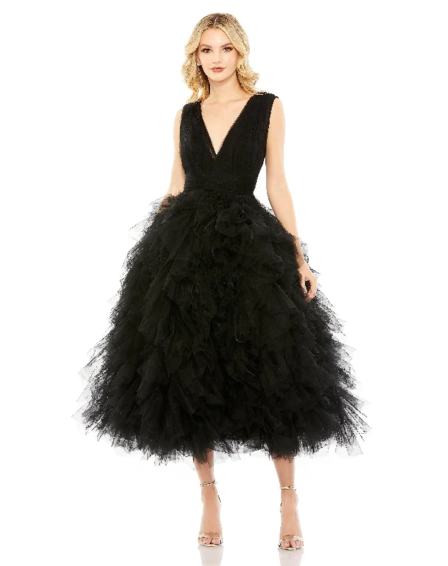 Score Big Savings Today!Mac Duggal 20411 Tea Length Sleeveless Formal Dress