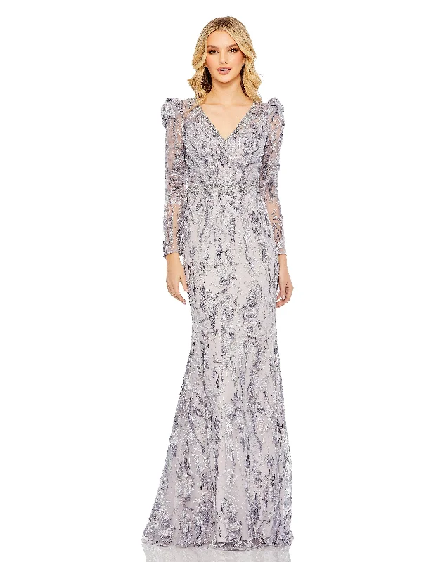 Limited-Time Price Drop!Mac Duggal 20425 Long Sleeve Formal Beaded Gown