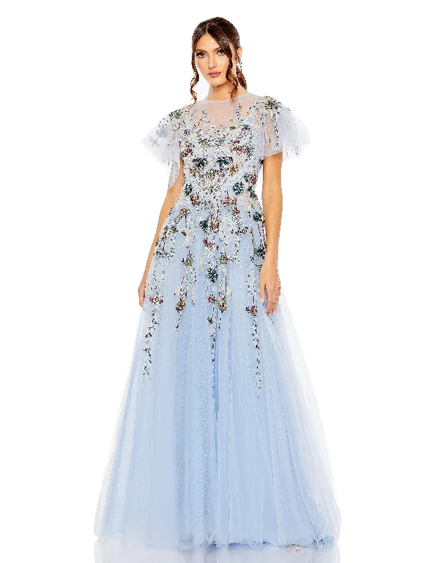 Crazy Discounts Inside!Mac Duggal 20436 Long Formal Short Sleeve Dress