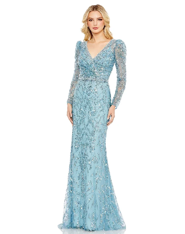 Only a Few Left – Order Now!Mac Duggal 20442 Long Sleeve Formal Beaded Dress