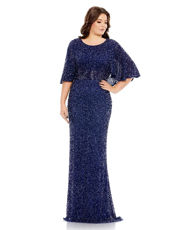 Sale Alert – Get Ready to Shop!Mac Duggal 5361 Fabulouss Plus Size Long Cape Sleeve Dress