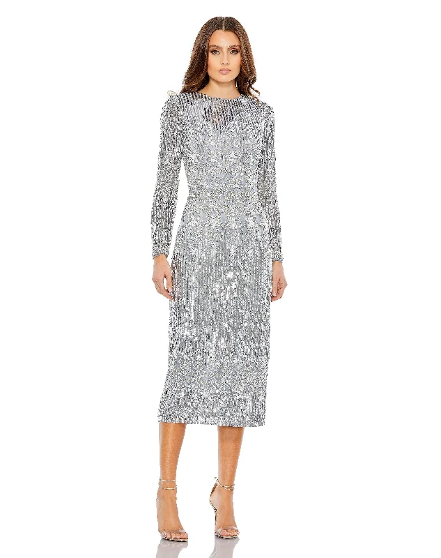 Don’t Wait – Shop Today!Mac Duggal 5576 Long Sleeve Tea Length Formal Dress