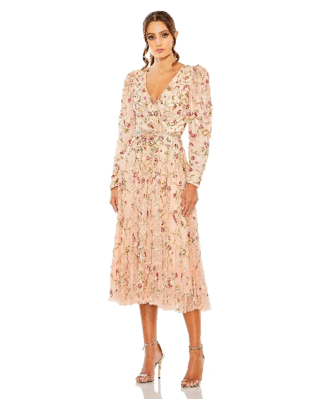 Shop More, Spend Less!Mac Duggal 5580 Long Sleeve Floral Formal Dress