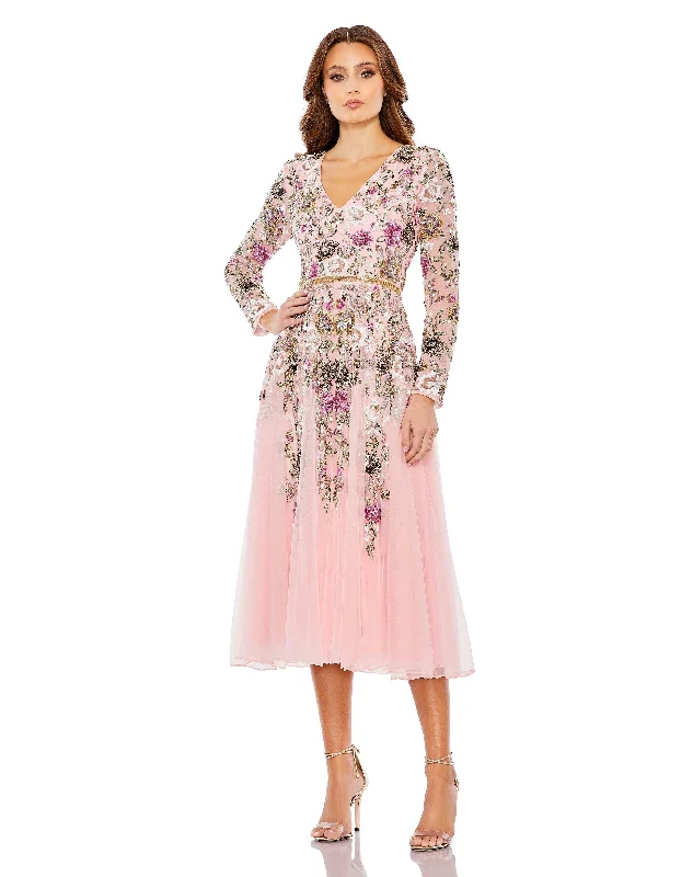 Limited Deals, Unlimited Savings!Mac Duggal 5594 Long Sleeve Formal Tea Length Dress Limited Deals, Unlimited Savings!Mac Duggal 5594 Long Sleeve Formal Tea Length Dress