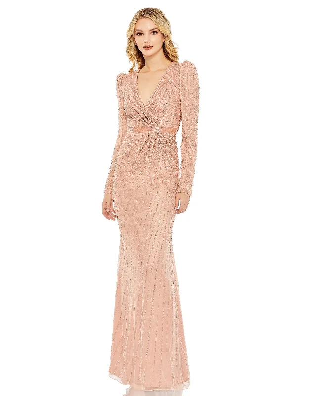 More Discounts, More Joy!Mac Duggal 5715 Beaded Long Sleeve Formal Gown