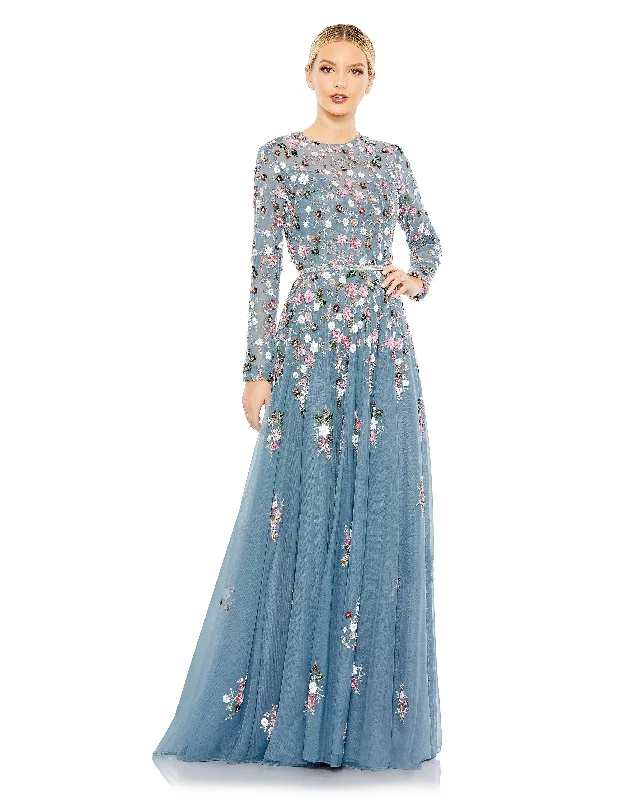 Shop Before It’s Gone!Mac Duggal 5721 Long Sleeve Floral Formal Dress