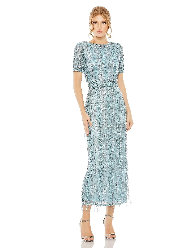 Best Deals Just for You!Mac Duggal 5980 Short Sleeve Formal Midi Length Dress