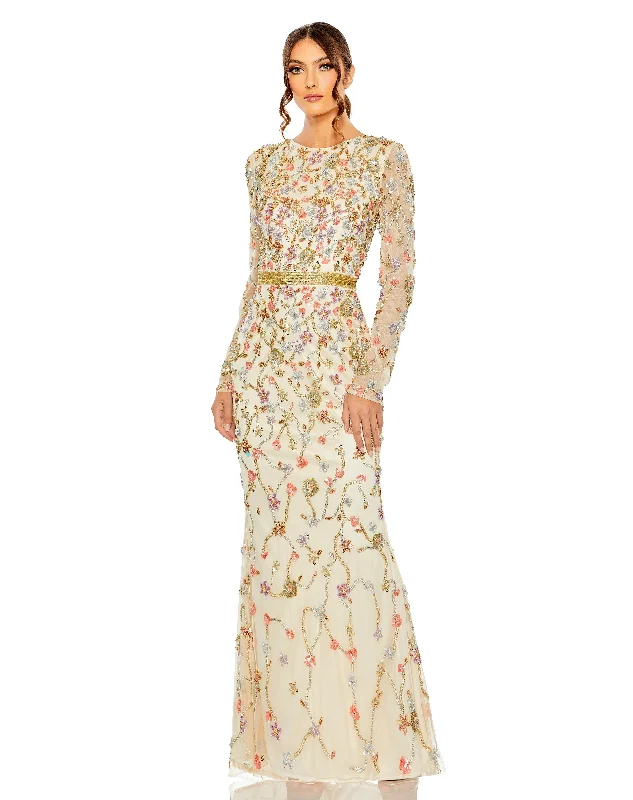 Huge Price Cuts Await!Mac Duggal 6016 Long Sleeve Formal Floral Dress
