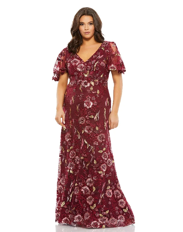 Unbeatable Prices!Mac Duggal 67924 Fabulouss Long Plus Size Floral Formal Dress