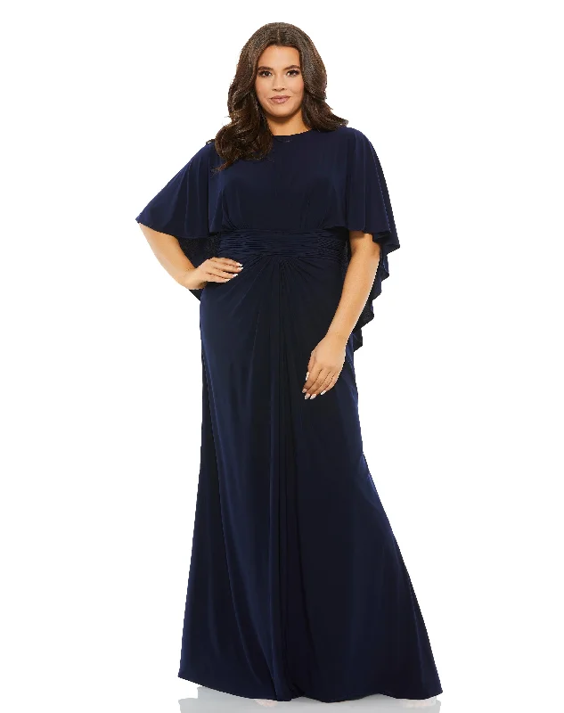 Buy More, Save More!Mac Duggal 67929 Fabulouss Plus Size Long Cape Sleeve Dress