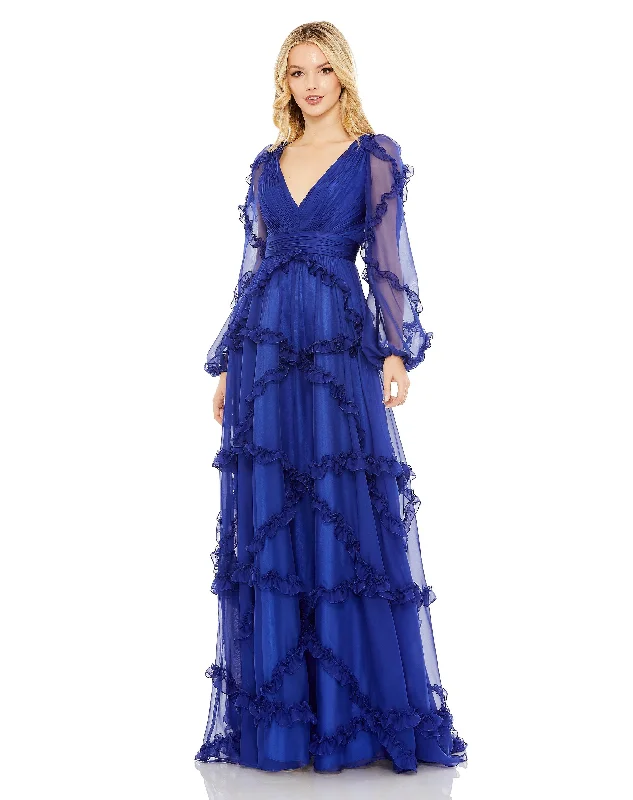 Your Wallet Will Thank You!Mac Duggal 68223 Long Sleeve Formal Ruffle Chiffon Dress