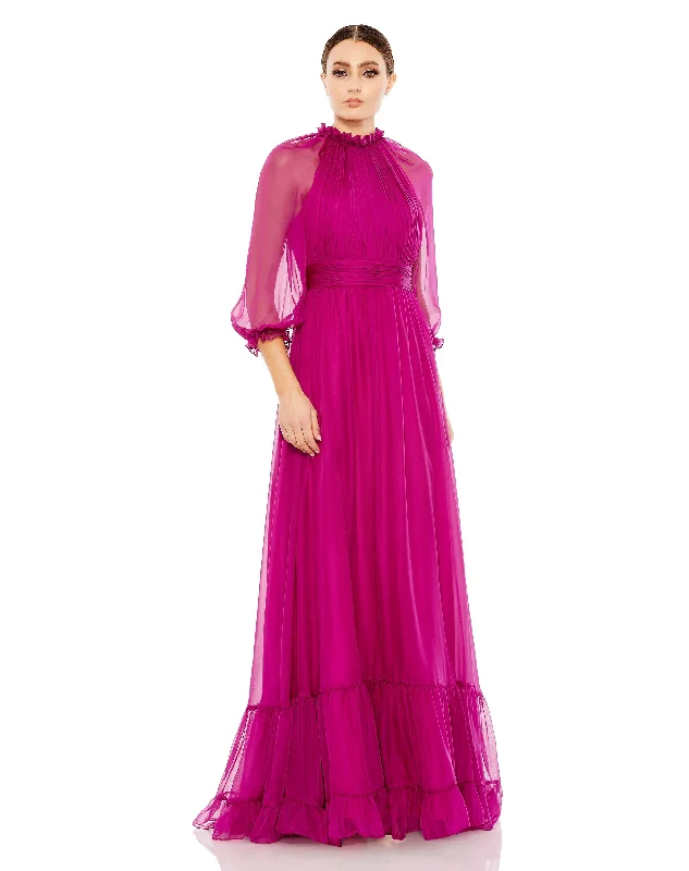 Score Huge Discounts Today!Mac Duggal 68225 Long Formal 3/4 Sleeve Chiffon Dress