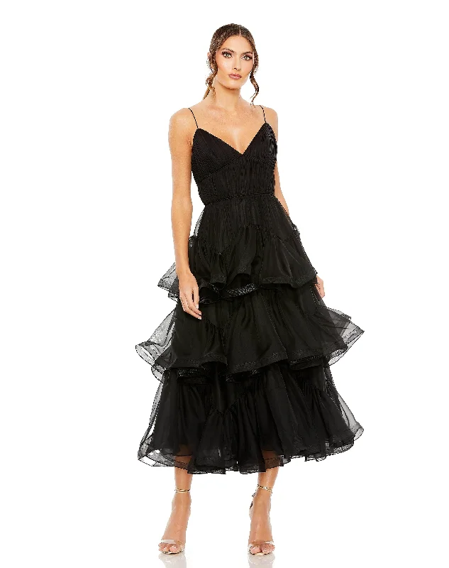 Enjoy Huge Discounts Now!Mac Duggal 68411 Tea Length Spaghetti Strap Cocktail Dress