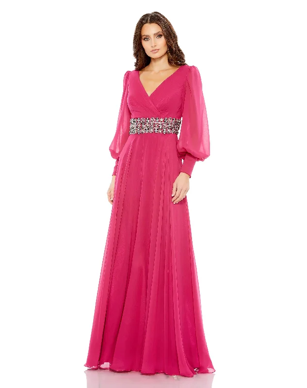 Find Your Perfect Deal Today!Mac Duggal 79390 Long Sleeve Formal Beaded Chiffon Dress