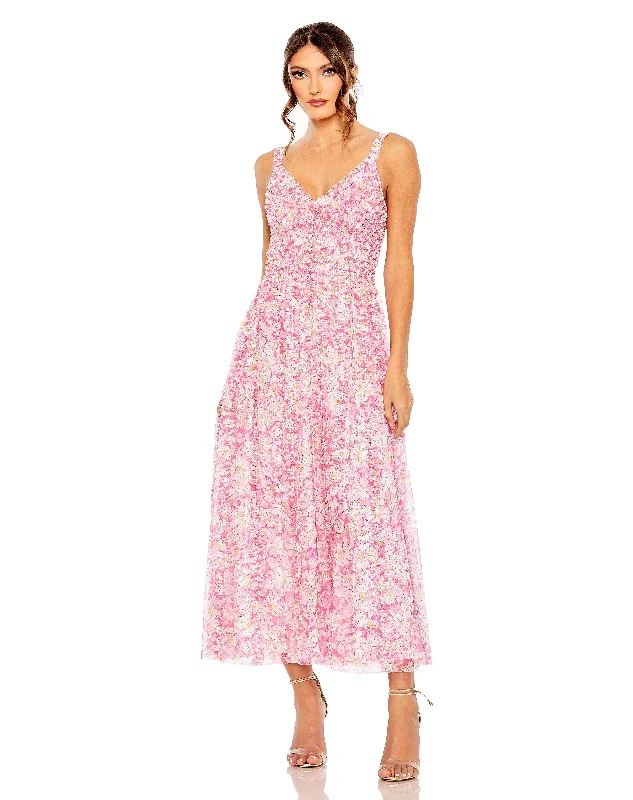 Best Price of the Season!Mac Duggal 8012 Sleeveless Floral Tea Length Formal Dress Best Price of the Season!Mac Duggal 8012 Sleeveless Floral Tea Length Formal Dress