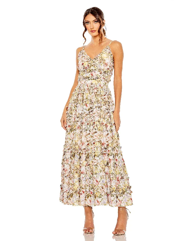Must-Have Deals Inside!Mac Duggal 8026 Long Spaghetti Strap Floral Print Formal Dress Must-Have Deals Inside!Mac Duggal 8026 Long Spaghetti Strap Floral Print Formal Dress