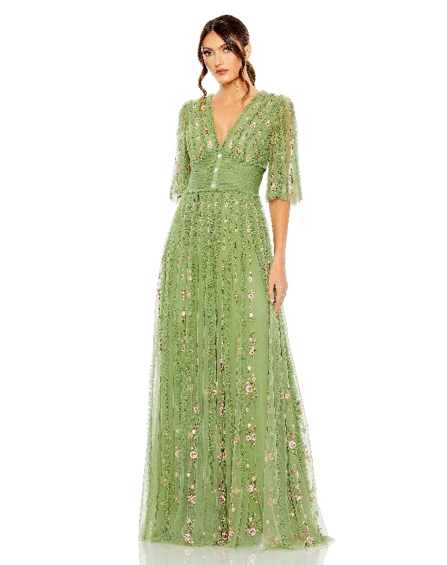 Exclusive Offers You’ll Love!Mac Duggal 8028 Long Formal Short Sleeve Gown