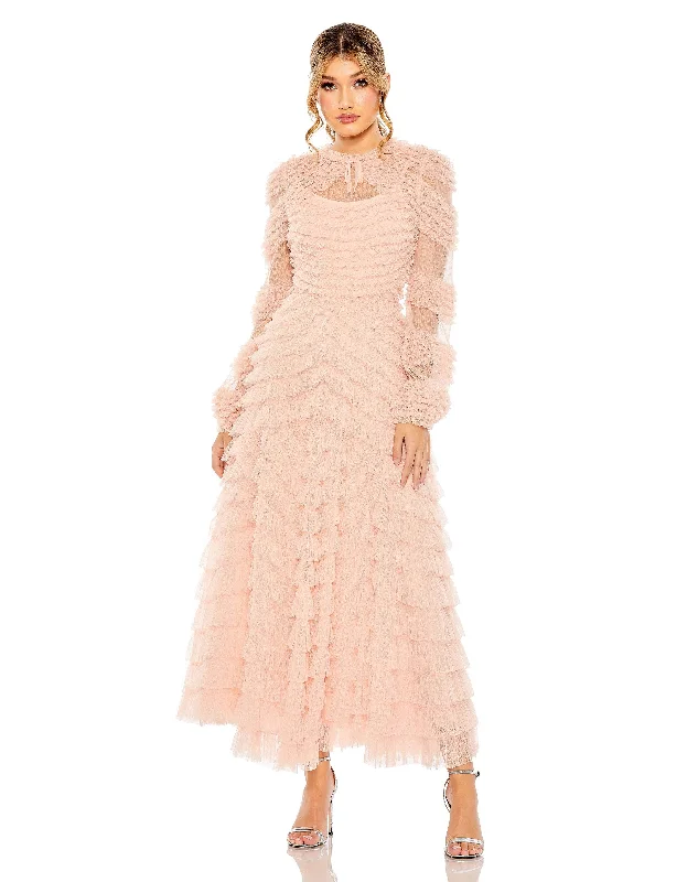 Save More with Every Purchase!Mac Duggal 8057 Long Sleeve Formal Ruffle Dress