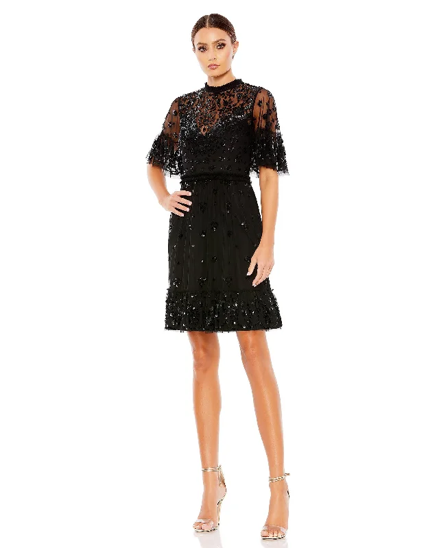 Score Huge Discounts Today!Mac Duggal 9143 Short Sleeve Cocktail Party Dress
