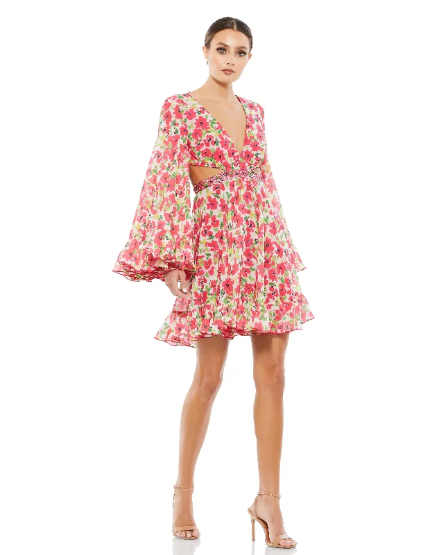 Hurry! While Supplies Last!Mac Duggal 9158 Homecoming Short Floral Cocktail Dress