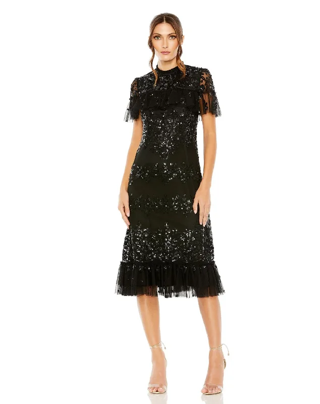 Don’t Wait – Deals Won’t Last!Mac Duggal 9193 Cape Sleeve Tea Length Formal Dress