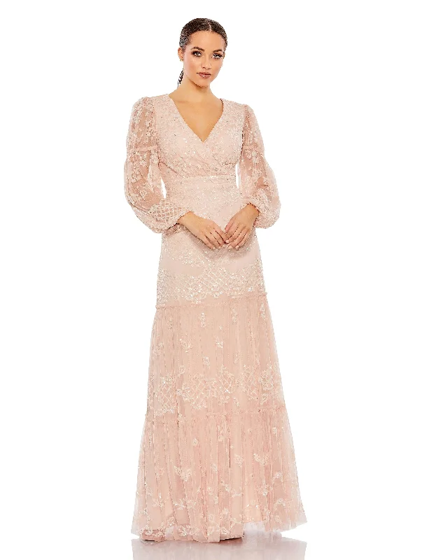 Shop Now and Save!Mac Duggal 9197 Long Sleeve Chiffon Formal Dress