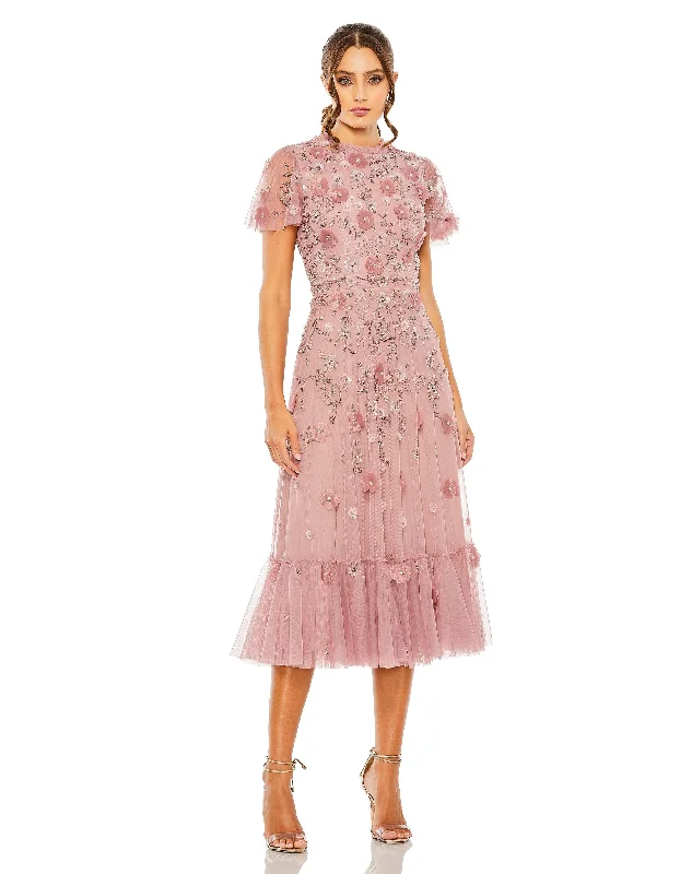 Your Discount is Waiting!Mac Duggal 9212 Tea Length Floral Formal Dress