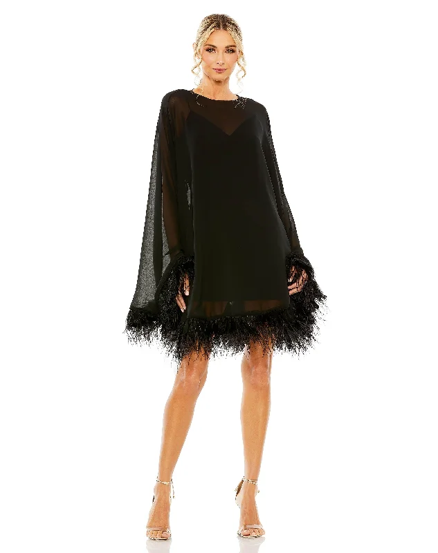 Biggest Sale of the Season!Mac Duggal 11622 Long Sleeve Chiffon Cocktail Dress