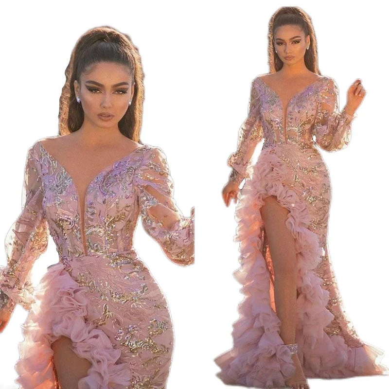 Don’t Wait – Shop Today!2022 Hot Sale Deep V Neck Women Sequins Pink Long Mesh Prom Evening Dresses Party Wedding Dress Don’t Wait – Shop Today!2022 Hot Sale Deep V Neck Women Sequins Pink Long Mesh Prom Evening Dresses Party Wedding Dress