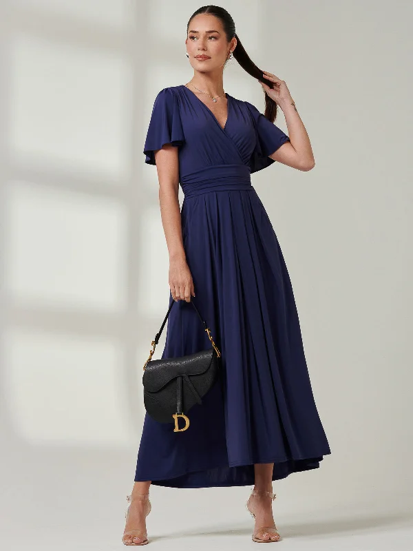 Best Deals Just for You!Angel Sleeve Super-Smooth Jersey Maxi Dress, Navy