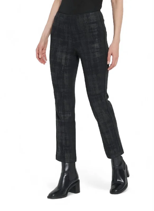 Save Up to 50% Off!Ankle Foil Denim Baby Boot Pant In Brushed Plaid Foil