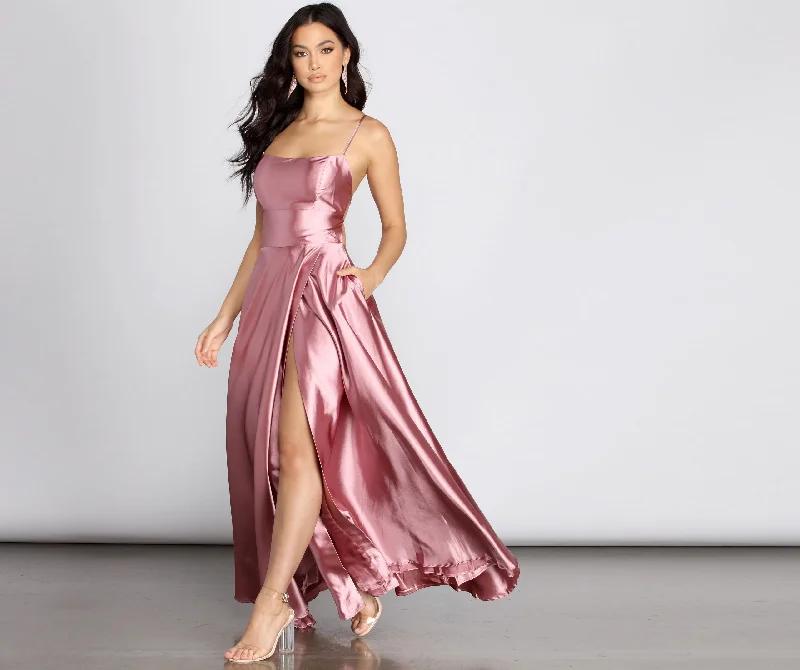 Flash Deals – Act Quickly!Anne Formal Lattice Satin Dress