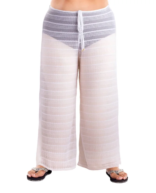 Exclusive Savings This Week!Arrow Chevron Textured Tie Front Pants - Plus In White