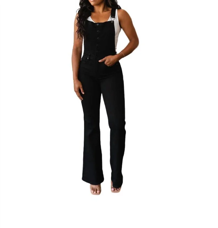 Price Drop Alert!Control Top Retro Flare Overalls In Black