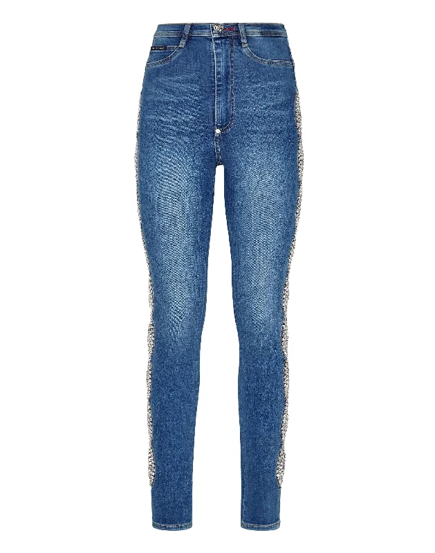 Flash Sale – Act Fast!Denim Super High Waist Jegging Crystal Cable