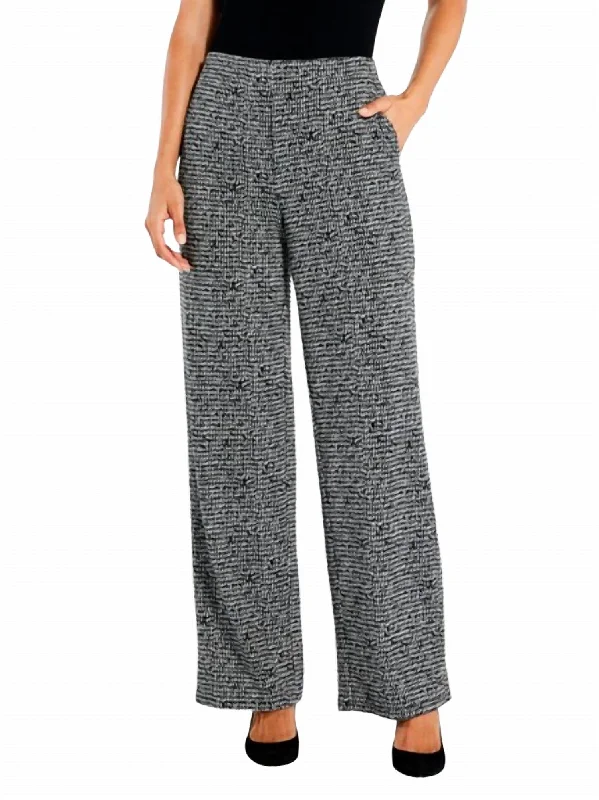 One Click Away from Big Savings!Etched Wide Leg Ankle Pants In Black Multi