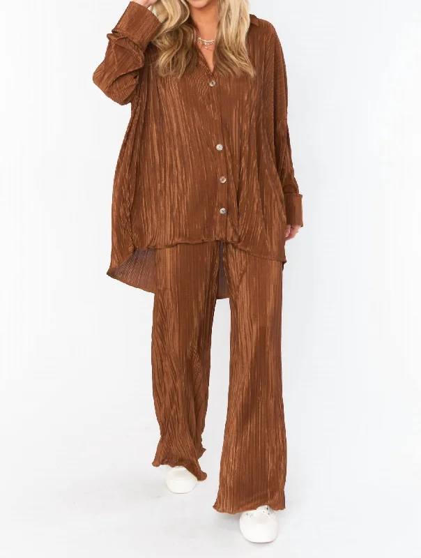 Save Up to 50% Off!Everywhere Pants In Chocolate Pleat
