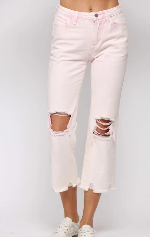 Save More with Every Purchase!Fate Distressed Denim In Washed Pink