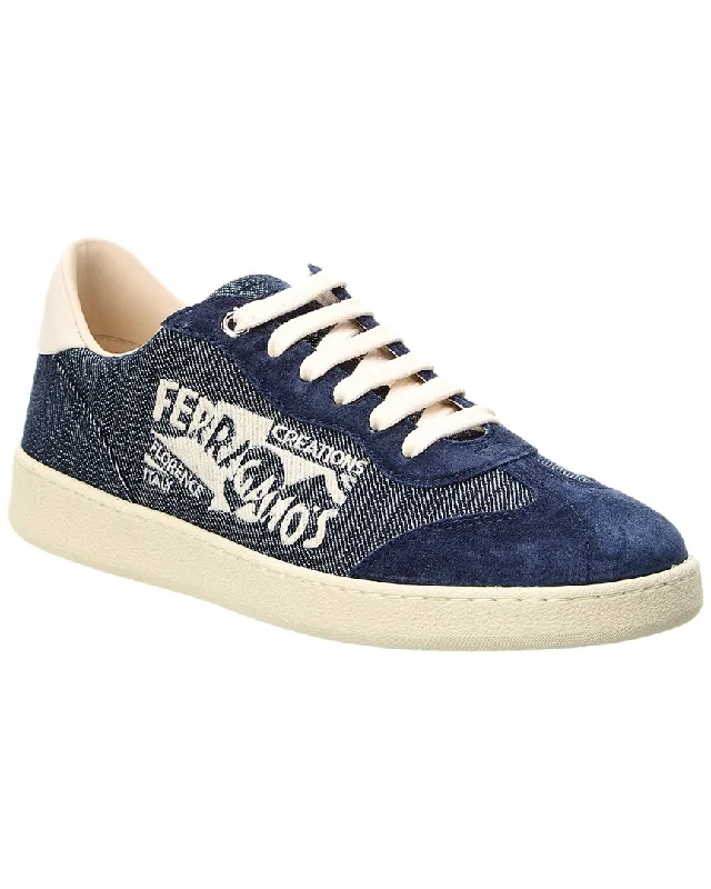 Instant Savings Await!Ferragamo Achille Denim & Suede Sneaker