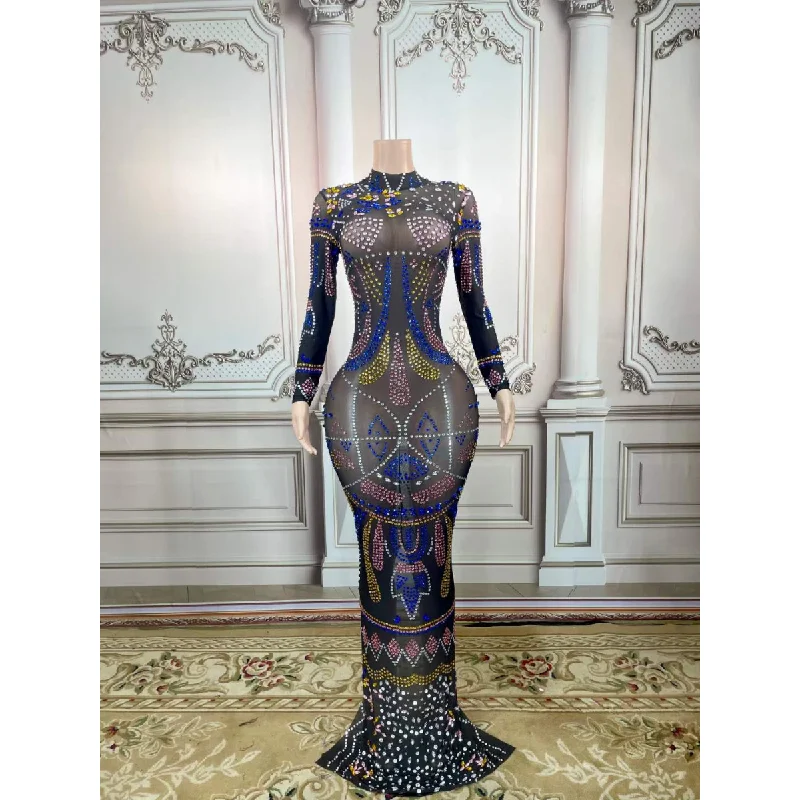 One Click Away from Big Savings!Good Brand Rhinestone Performance Long Prom Dress 2022 Evening Gowns Sexy Custom Rhinestone Bodice Mermaid Black Prom Maxi Dress