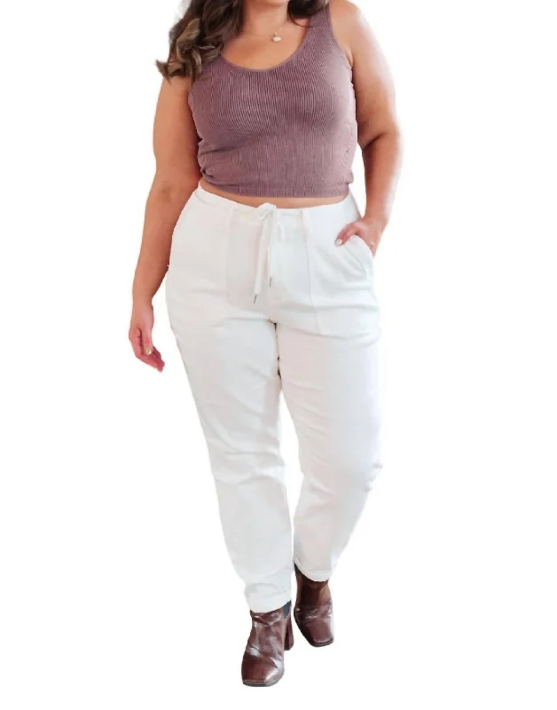 Your Wallet Will Thank You!High Rise Contrast Thread Jogger In Ecru