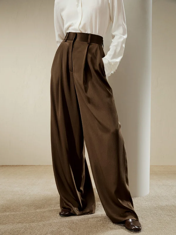 Best Offers of the Month!High-Waisted Wide Leg Dense Silk Pants for Women