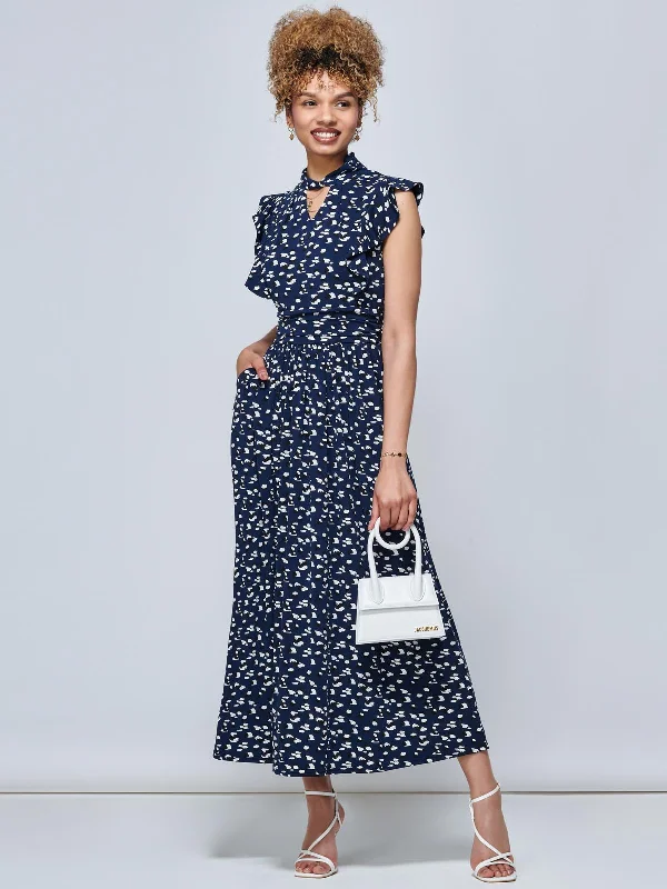 Best Price of the Season!Jolie Moi Doris Frill Shoulder Maxi Dress, Dark Teal