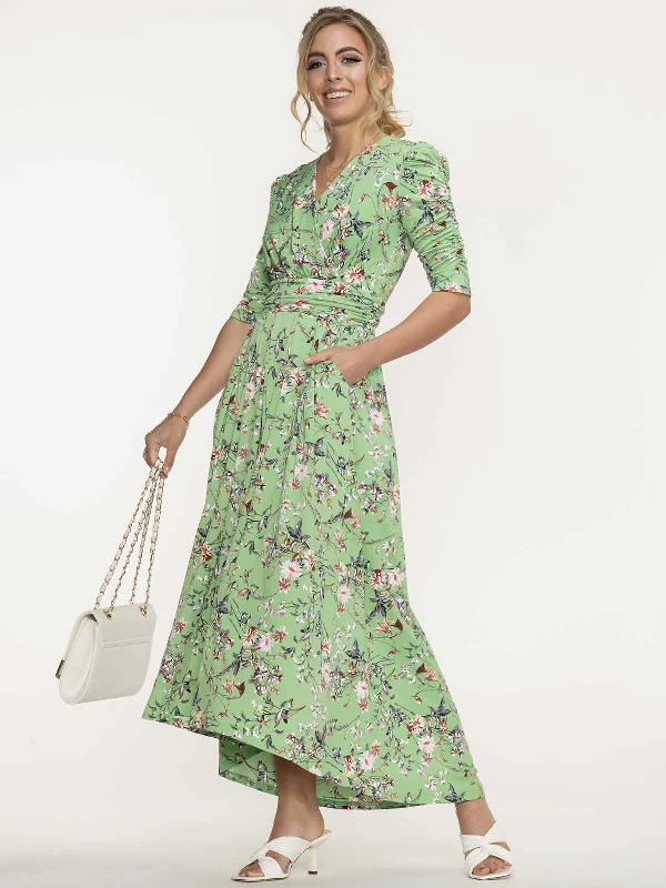 Snag the Best Prices Now!Jolie Moi Elenora Ruched Sleeve Maxi Dress, Green Floral