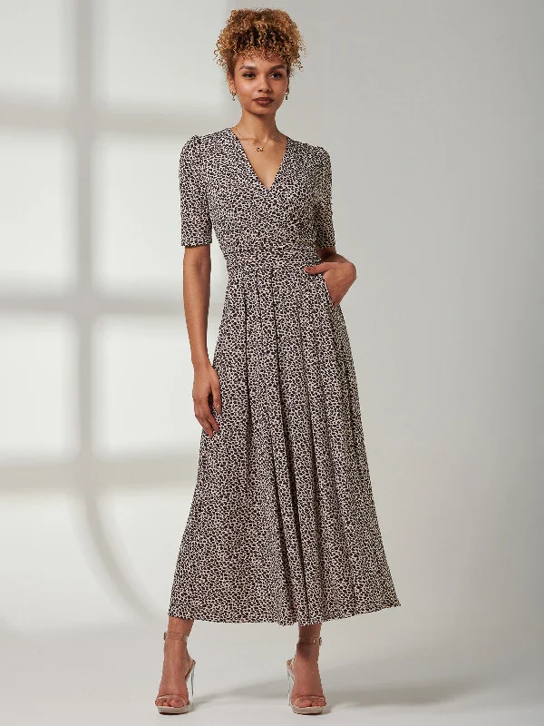 One Day Only – Huge Savings!Kenzie Half Sleeve Jersey Maxi Dress, Neutral Animal