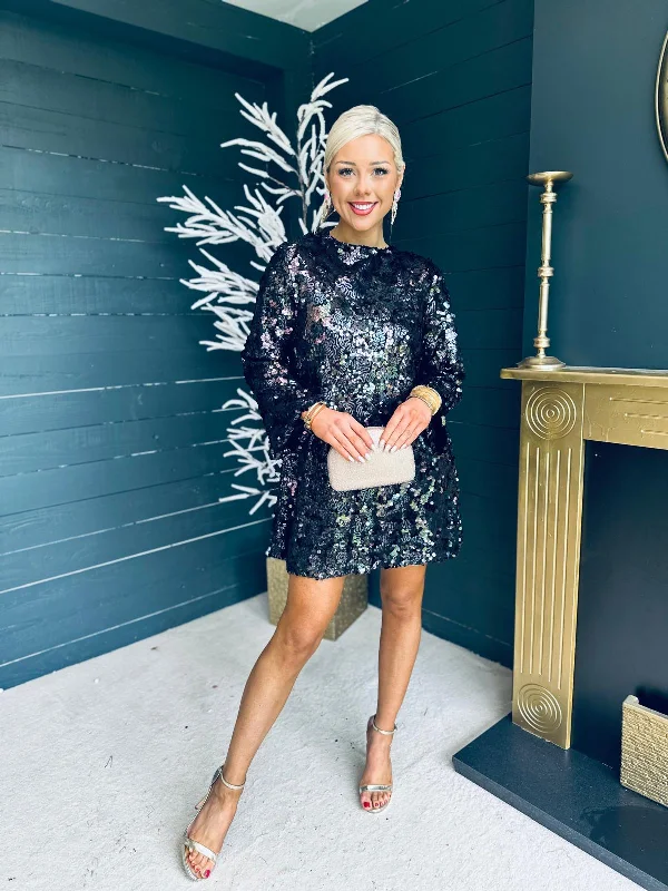 One Day Only – Huge Savings!Mila Bow Detail Sequin Mini Dress Black Multi