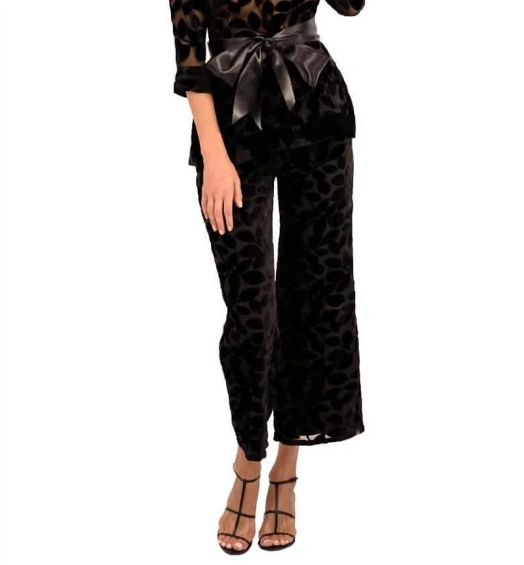 Limited-Time Price Drop!Palazzo Pant - Luxe Leaf Velvet In Black