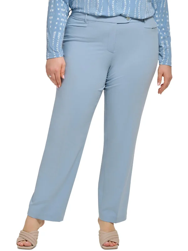 Shop Early, Save Big!Plus Womens High Rise Solid Straight Leg Pants