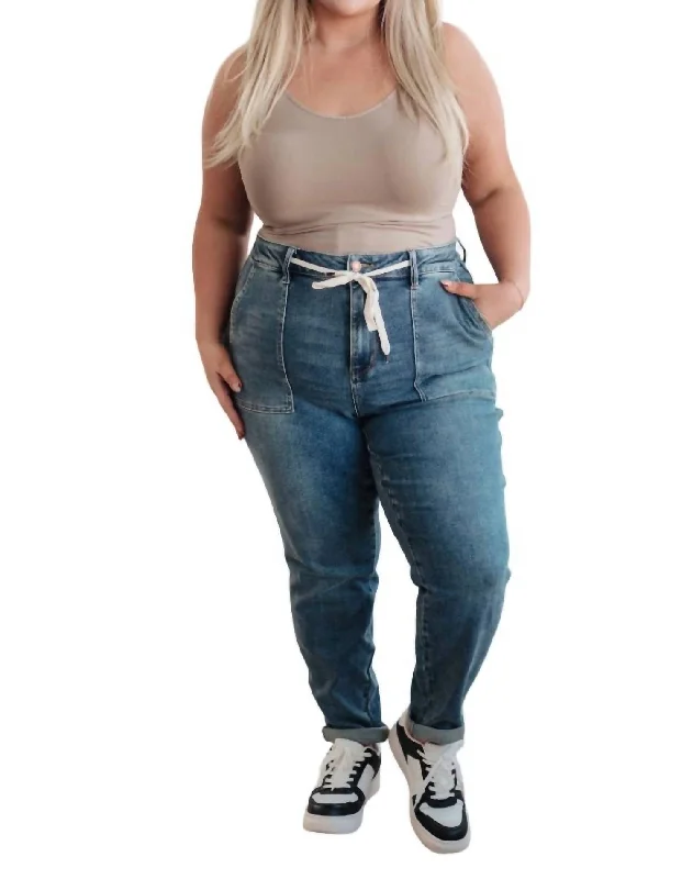 Buy More, Save More!Pull On Denim Joggers In Medium Wash